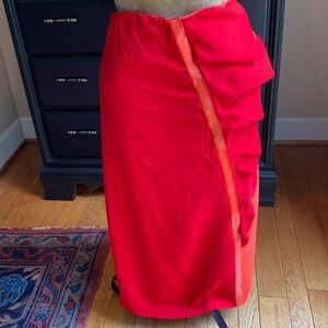 BYBLOS Red and Orange Ruffle Skirt Size 6 NEW